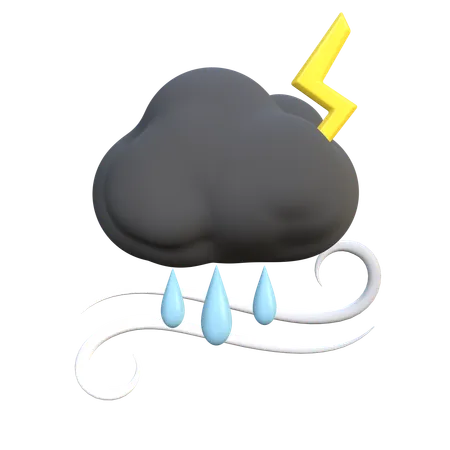 Rain Lightning Wind And Storm  3D Icon