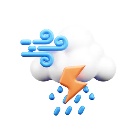 Rain Thunderstorm  3D Icon