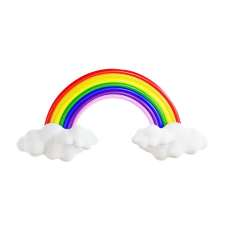 3 D Render Rainbow With Cloud 3D Icon