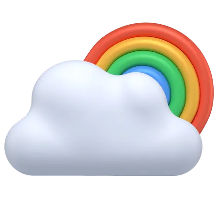 3 D Icon Of A Cloud With A Rainbow Behind It 3D Icon