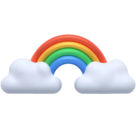 3 D Icon Of A Rainbow Between Two Clouds 3D Icon