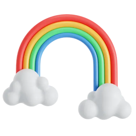 Rainbow On The Cloud 3D Icon