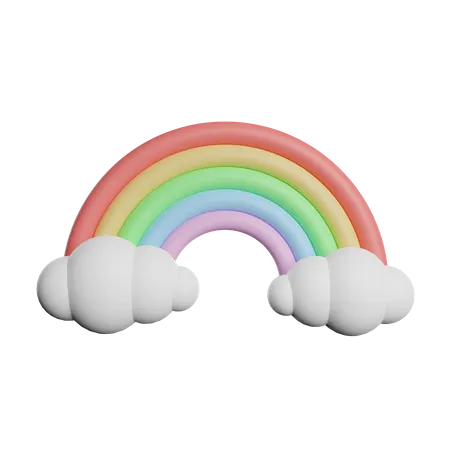 Beautiful Rainbow And Clouds 3D Illustration