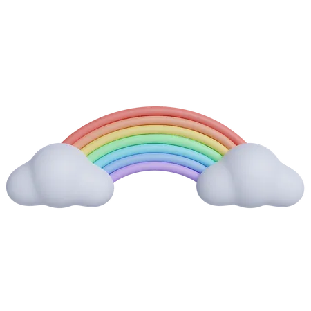 3 D Weather Colorful Rainbow With Clouds Icon Isolated On Gray Background 3 D Rendering Illustration Clipping Path 3D Icon