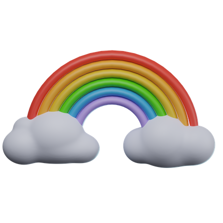 Rainbow And Cloud  3D Icon