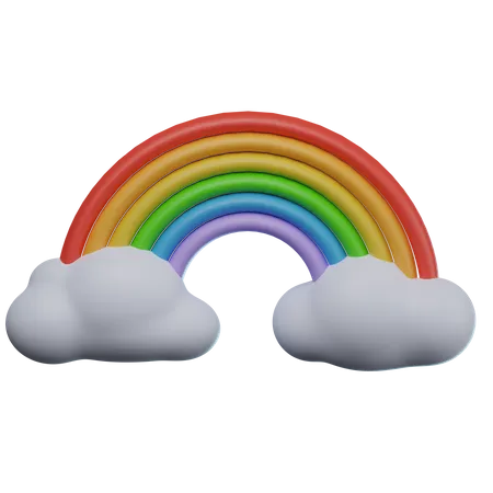 Rainbow And Cloud  3D Icon