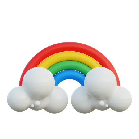 Rainbow and cloud  3D Icon