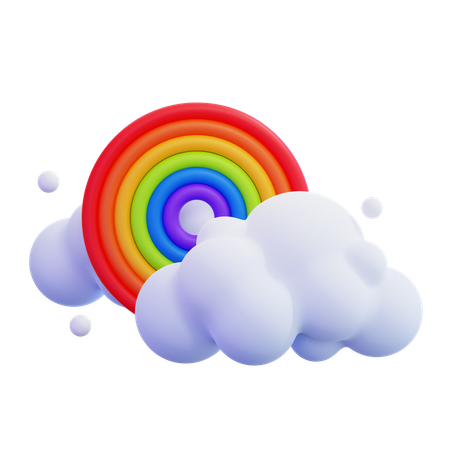 Rainbow And Clouds  3D Icon