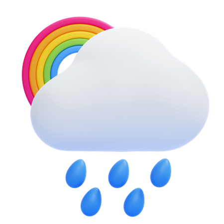 Rainbow and Rain  3D Icon
