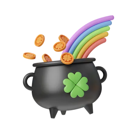Rainbow Pot Saint Patrick S Day Holiday Festival 3 D Icon Set Illustration 3D Icon