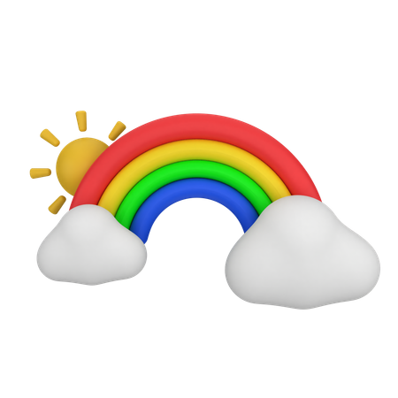 Rainbow Cloud With Sun  3D Icon