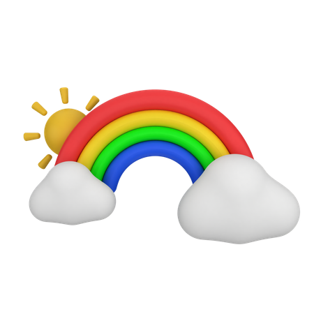 Rainbow Cloud With Sun  3D Icon
