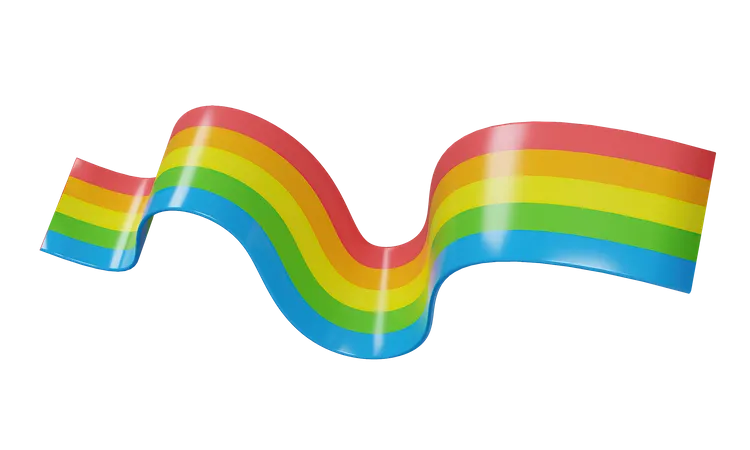 3 D Render Of A Vibrant Rainbow Ribbon Flowing Gracefully Symbolizing LGBTQ Pride And Support Perfect For Pride Month Diversity And Inclusion Campaigns Celebrating Love And Equality 3D Icon