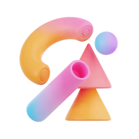 Rainbow Half Torus Abstract  3D Icon
