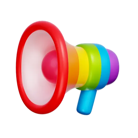 Rainbow Megaphone  3D Icon