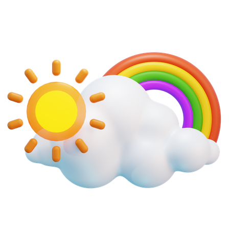 Rainbow On Cloud  3D Icon