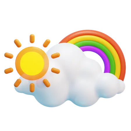 Rainbow On Cloud  3D Icon