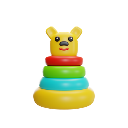 Rainbow Stacking Rings 3D Illustration