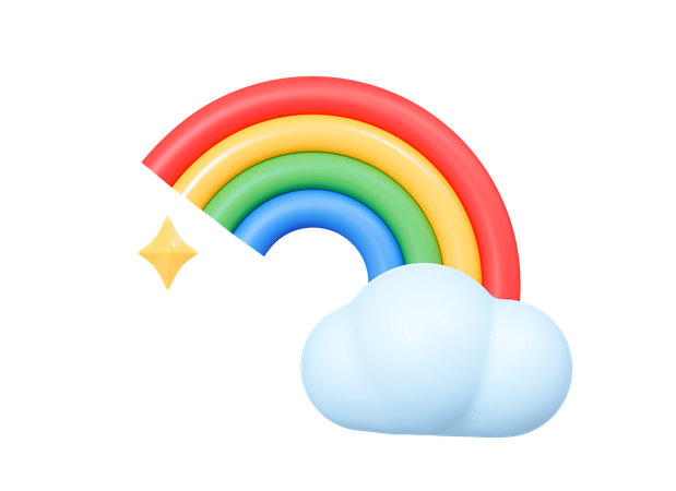 Rainbow With Cloud  3D Icon