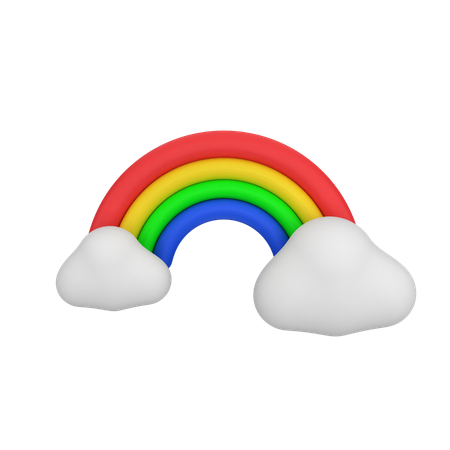 Rainbow With Cloud  3D Icon