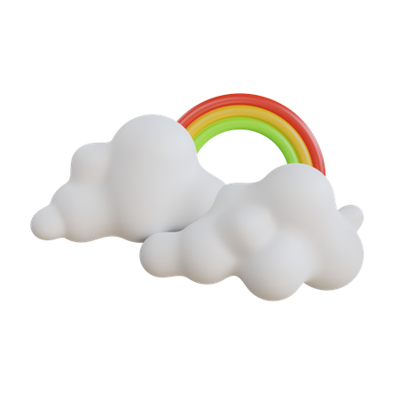Rainbow With Cloud  3D Icon