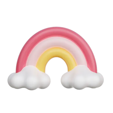 Rainbow With Clouds  3D Icon