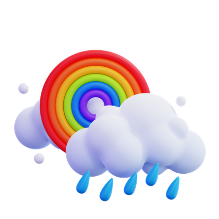 Rainbow With Clouds  3D Icon