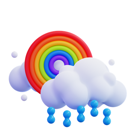 Rainbow With Clouds  3D Icon