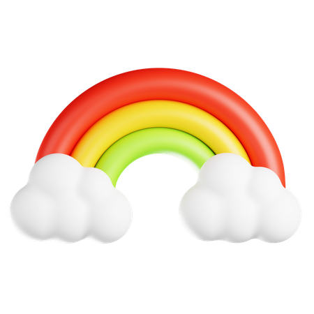Rainbow With Clouds  3D Icon