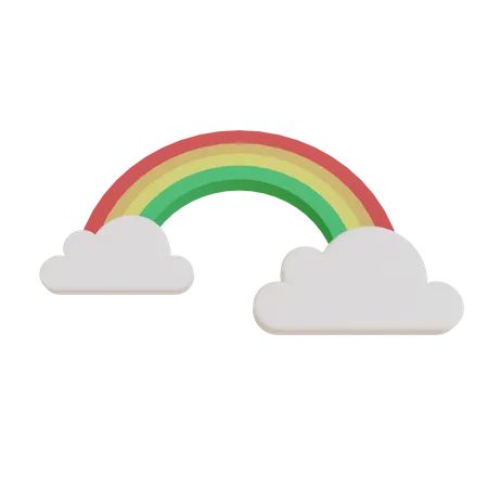 Rainbow With Clouds  3D Illustration