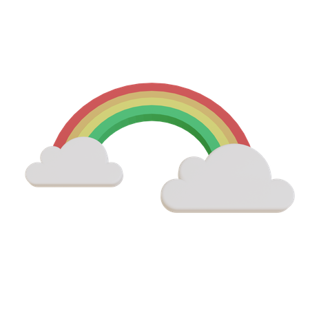 Rainbow With Clouds 3D Illustration