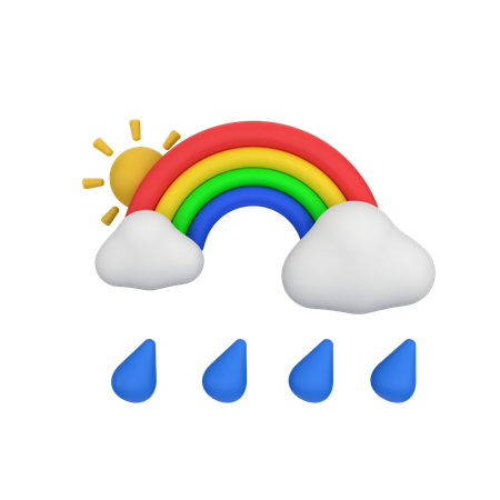 Rainbow With Drizzle  3D Icon