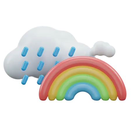 Rainbow With Rain  3D Icon