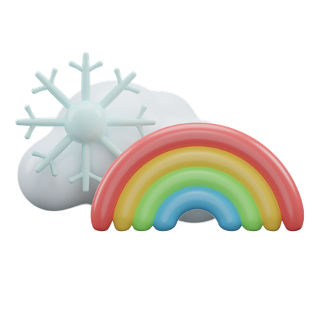 Rainbow With Snowfall  3D Icon