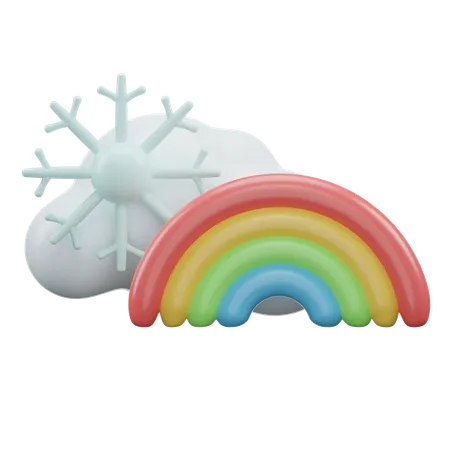 Rainbow With Snowfall  3D Icon