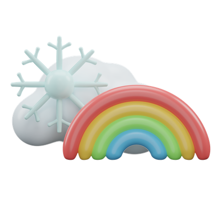 Rainbow With Snowfall  3D Icon