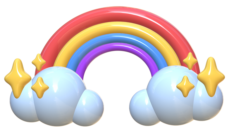 Rainbow With Stars  3D Icon