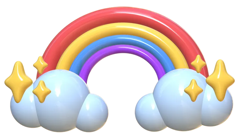 Rainbow With Stars  3D Icon