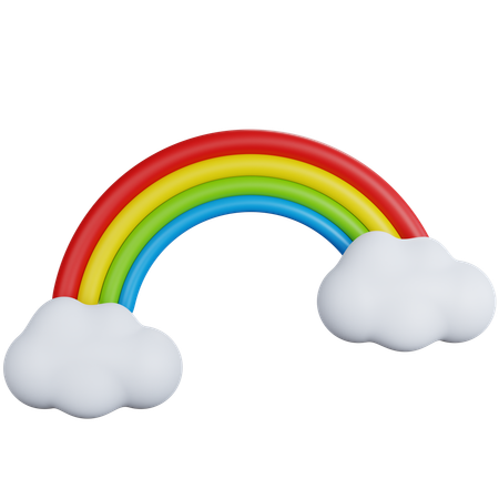 Rainbow With Two Clouds  3D Icon