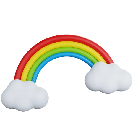 Rainbow With Two Clouds  3D Icon