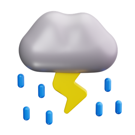 Rain,weather,protection,water,disaster,damage,lightning  3D Icon