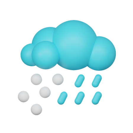 비와 눈  3D Icon