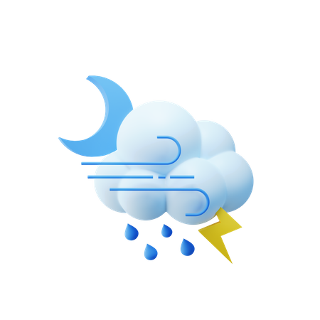 Rainy And Thunderstorm  3D Icon