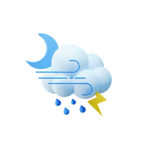 Rainy And Thunderstorm  3D Icon