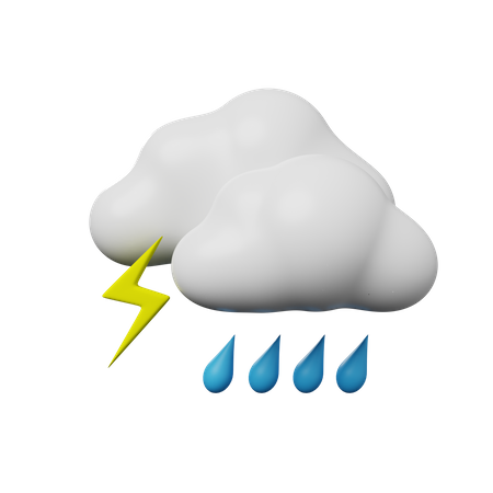 Rainy And Thunderstorm  3D Illustration