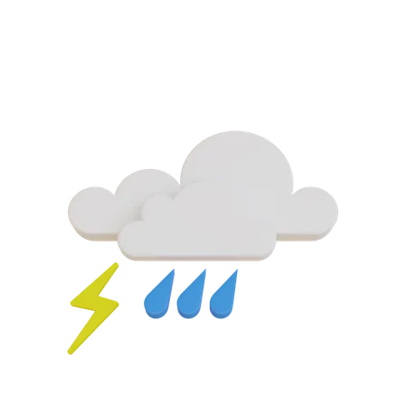 3 D Illustration Weather Icon Rainy And Thunderstorm 3D Illustration