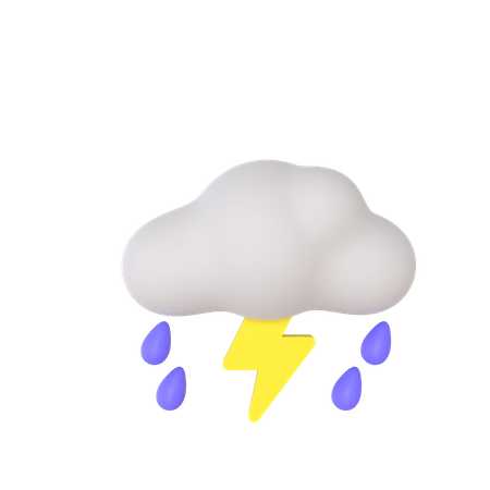 Rainy And Thunderstorm 3D Illustration
