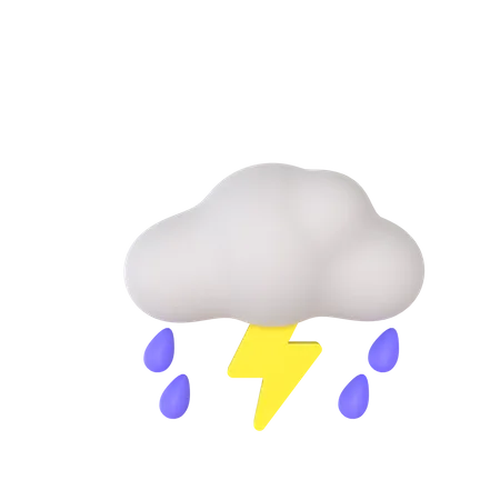 Rainy And Thunderstorm  3D Illustration