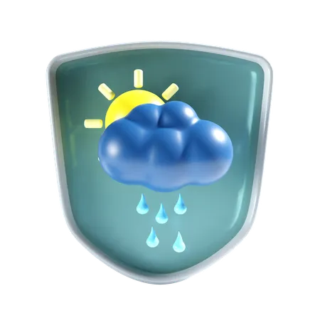 Rainy Day with shield  3D Icon