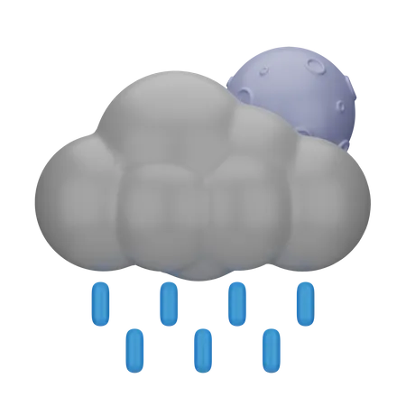 Rainy Night 3 D Weather 3D Icon